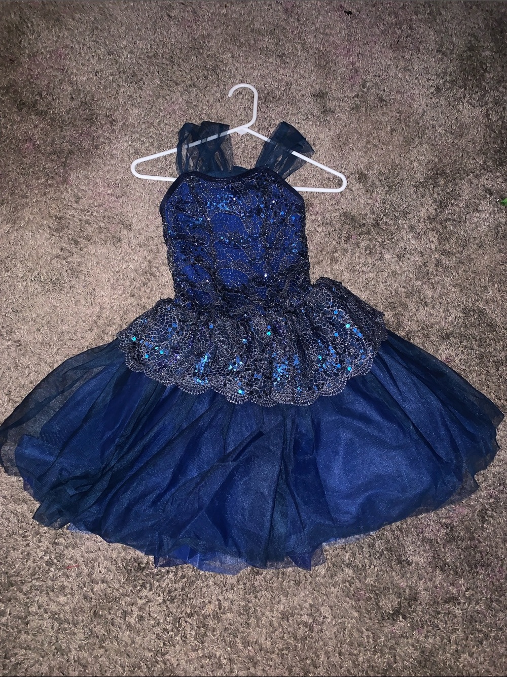 Girls Sparkling Navy Blue Tulle Dance Costume Dress